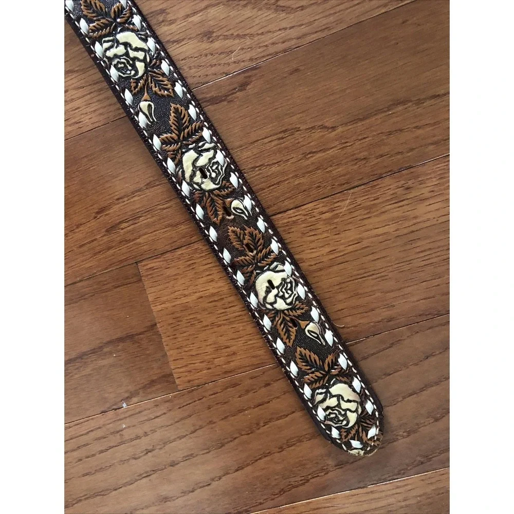 Vtg Leather Belt & Buckle Name 